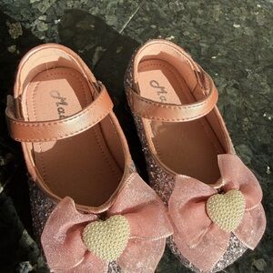 New Glittery Pink Kids Shoes with Bow